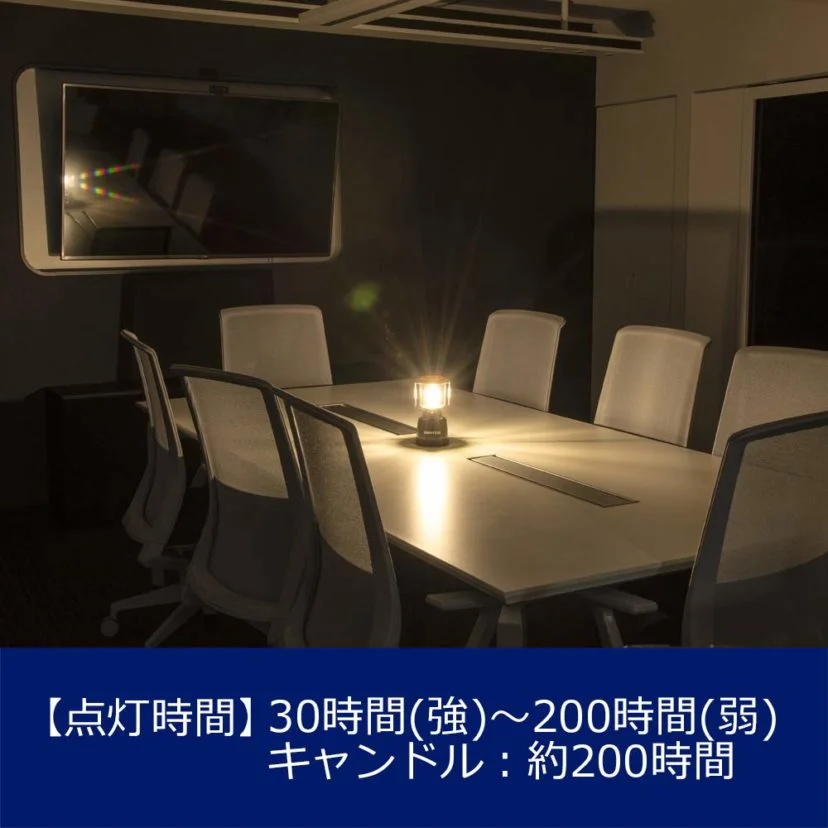 点灯時間30時間（強）〜200時間（弱）キャンドル：約200時間
